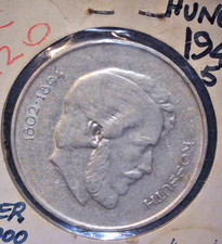 HUNGARY 1947 BP 5 FLORINT LAJOS KOSSUTH SILVER COIN. ASW 0.1929 oz