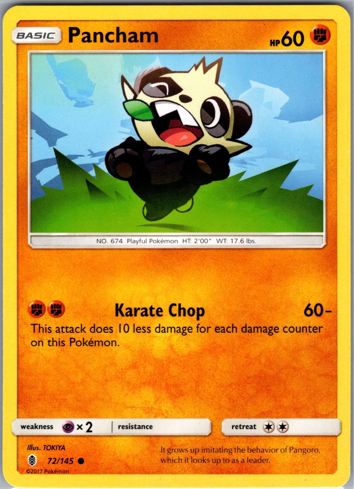 Pancham 72/145 Common Guardians Rising Pokemon Near Mint