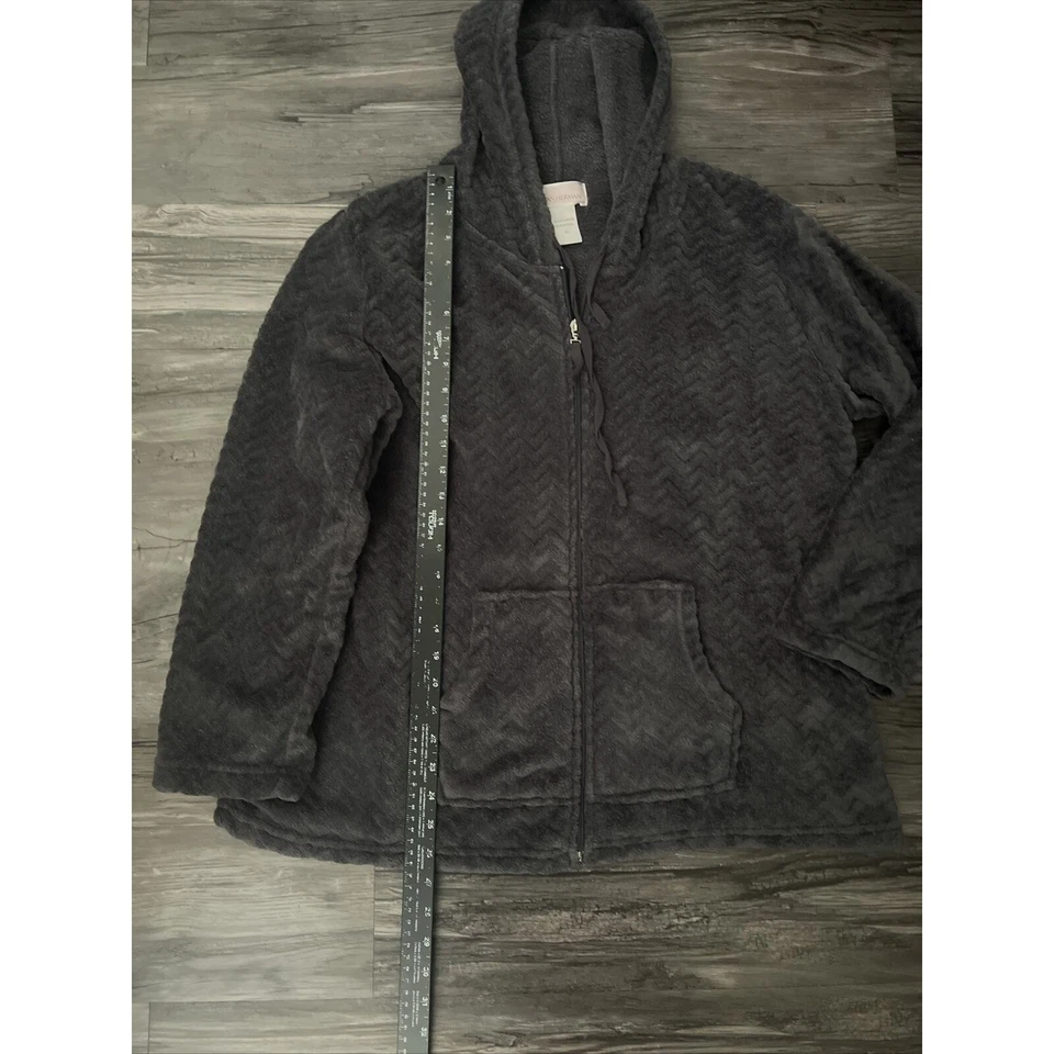 Stan Herman Women’s Fleece Jacket Size 2XL Gray Full Zip Hoodie Plush - Image 2 of 4