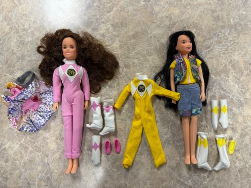 Lot Of 2 Vintage Mighty Morphin Power Rangers 9" Doll 1994 With Outfits And Accs