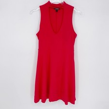 Express Dress Womens Small Red Keyhole  Cutout Stretch Sleeveless Fit & Flare
