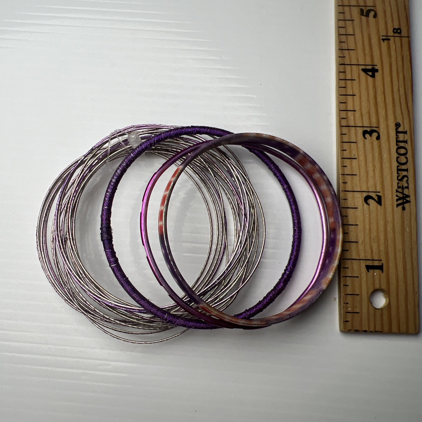 Mixed Metal Stackable Bangles Purple Boho Flag Br… - image 4