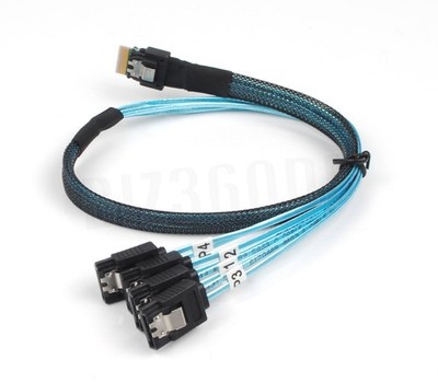SAS 4.0 SFF-8654 4i 38pin Host to 4 SATA 7pin Target Hard Disk Fanout Raid Kabel