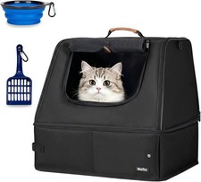 18.5"x15"x18" Portable Cat Travel Litter Box with Lid, Scoop, Bowl