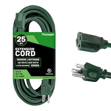 Thonapa 25 Ft Outdoor Extension Cord - 16/3 SJTW Durable Green Cable