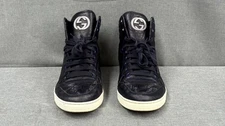 Auth GUCCI GG Imprime High Top Sneakers Navy Blue Coda Leather Logo Size 8G Men
