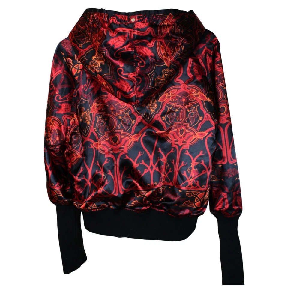 Chaqueta Bomber Apple Bottoms Y2K Mujer Grande Roja Negra Barroca Satén Capucha Piel Foto 3 de 4