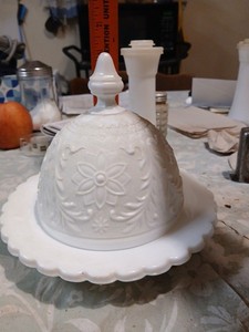 Vintage Domed Milk Glass Butter/Cheese Serving Dish