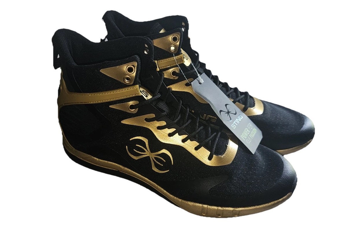 Sting Viper Professional Boxing Shoe Black Gold, US 10