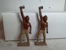 2 Gray Iron Indian Chief Attacking