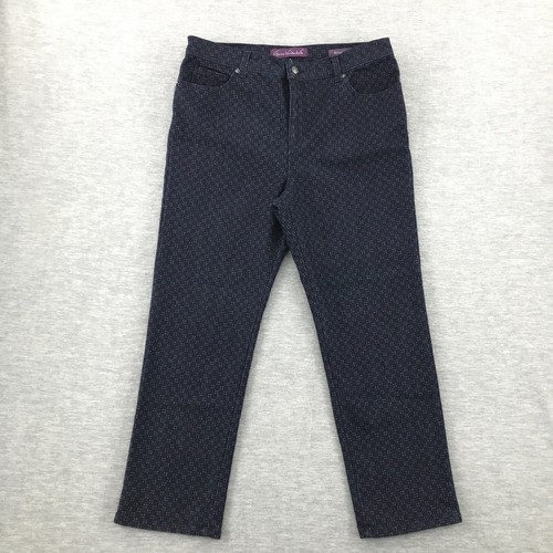 Gloria Vanderbilt Amanda Jeans Womens 14P SHORT 34x27 Dark Blue Geometric