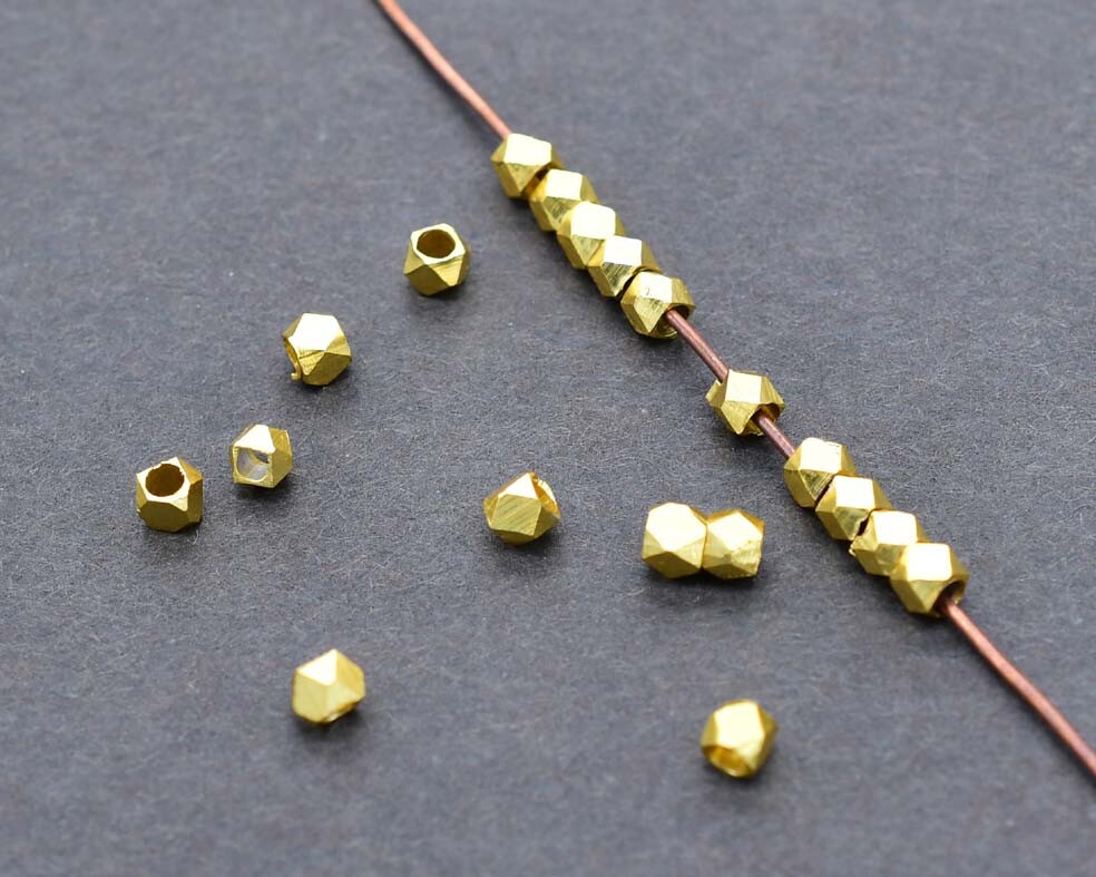 1000 Pcs 2mm Diamond Cut Faceted Spacer Bead 18k Gold Plated