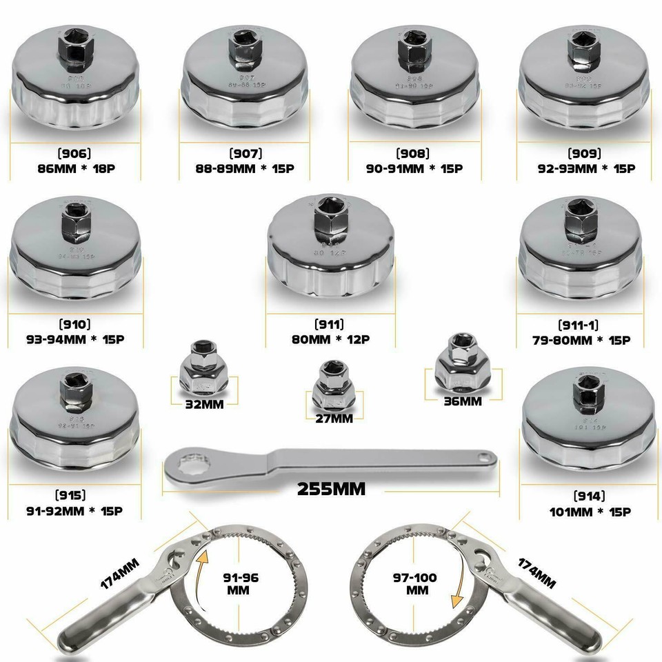 TC TECHNIC 31 Pezzi Set Chiavi per filtro olio a tazza,Chiave per smontaggio filtro dell'olio,Tappi Filtro Olio
