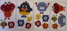 Graco Baby Monsters Self Stick Nursery Wall Decal Set NEW