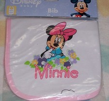 Disney Baby MINNIE INFANT BIB pink trim NEW  FREE SHIP  Minnie