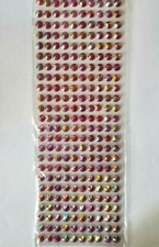CraftbuddyUS 240 pcs x 8 mm Self Adhesiv Faceted Round Gems,Color- AB CERISE