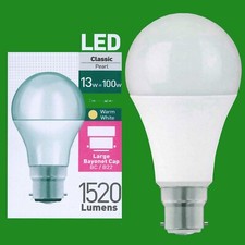1x 13W 100W Dimmable GLS BC B22 A60 LED Light Bulb Warm White Lamp