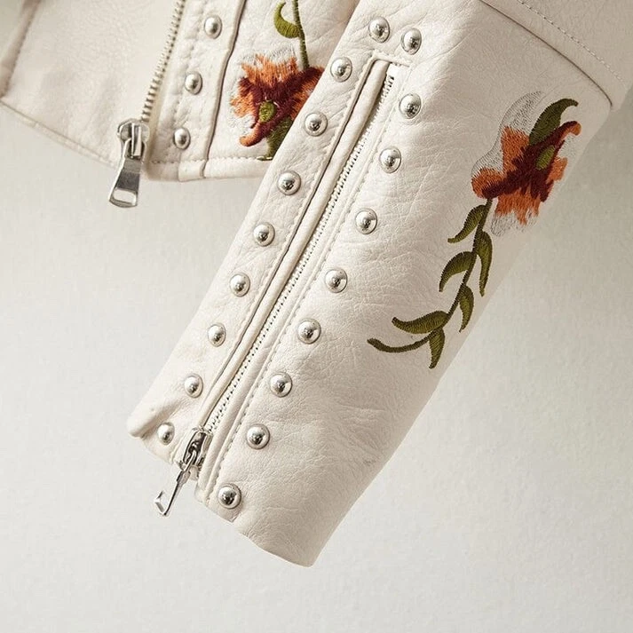 Chaqueta de cuero sintético para mujer grande flor floral Ella Blossom Bloemenjack Foto 2 de 4