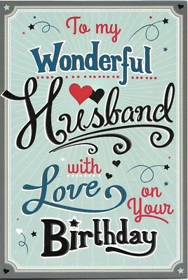 WISHING YOU Wonderful Husband Birthday Card - High Quality Lovely words 9" x 6.5" - free P&P