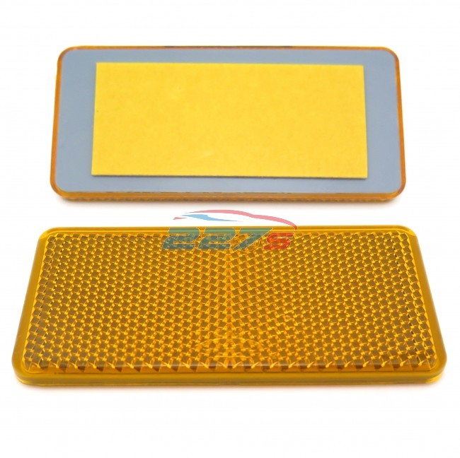 2x Amber Rectangular Reflectors, Self Adhesive, 94mm x 44mm- Gatepost Trailer