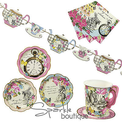 Truly Alice in Wonderland TEA PARTY SET - PLATES, NAPKINS, CUPS ...