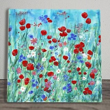 Flowers Ceramic Tile Picture Floral Plaque Sign Wall Art Pankhurst Gallery 20x20