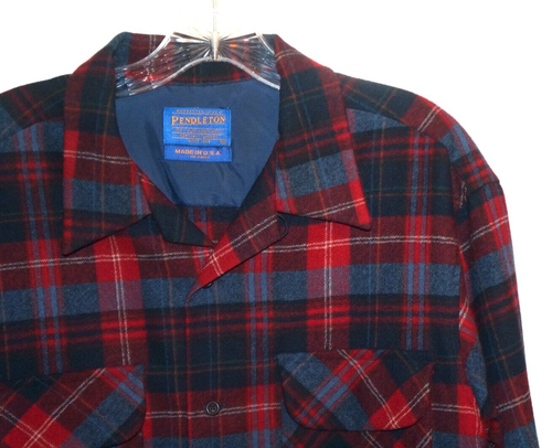 Chemise Vintage Pendleton Board En Laine - Taille S - Bleu Et Marron Plaid - USA