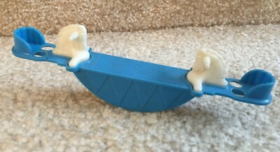 1950s ACME PLASTIC DOLLHOUSE FURNITURE Blue Teeter Totter with Horse Heads I-159