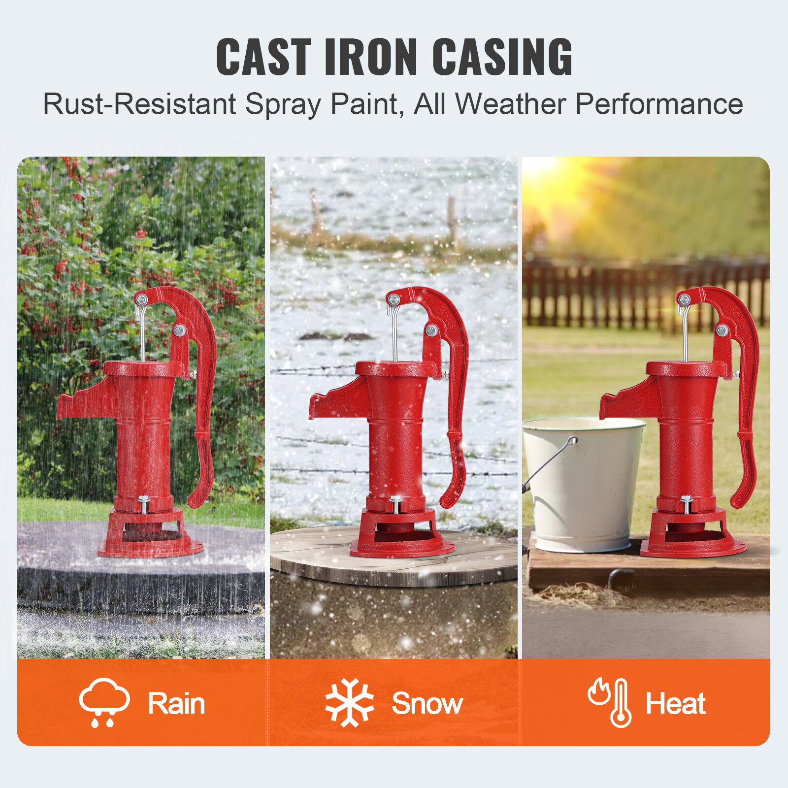 VEVOR Antique Well Hand Pitcher Pump 25 ft Max Lift Cast Iron Manual Water Pump eBay