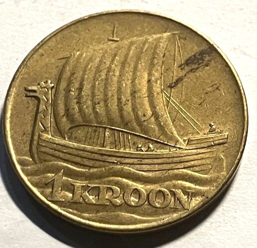 elf Estonia 1st Republic 1 Kroon 1934 Viking Dragon Ship  es13