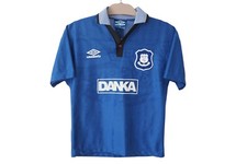 Vintage EVERTON 1995/97 Umbro Jersey T-Shirt Size Women's S football 90s blue