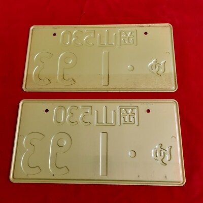 ✰X2 JDM Japanese License Plate Genuine White Green # .1 93 #193