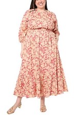 BEAUTIFUL by Lawrence Zarian Cotton Printed Maxi Dress Clay Red