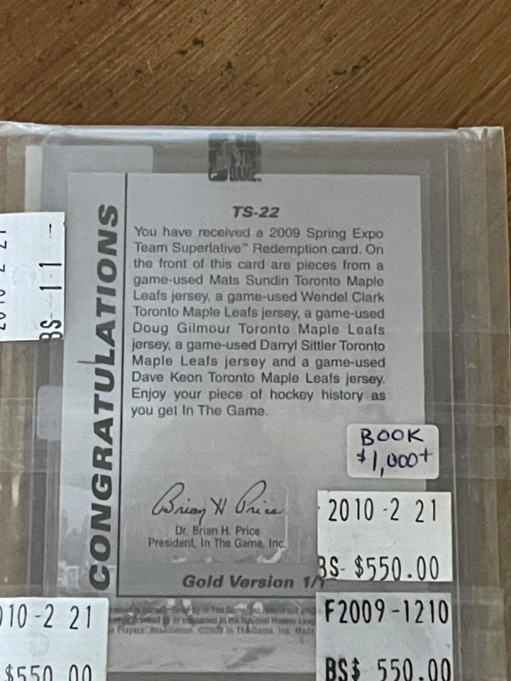 Toronto Maple Leafs 2009 In The Game Team Superlatives Blue and White C’s - Image 2 of 2