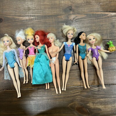 Lot Of 8Disney Princess Dolls Ariel Cinderella Rapunzel Tinkerbell Elsa X2