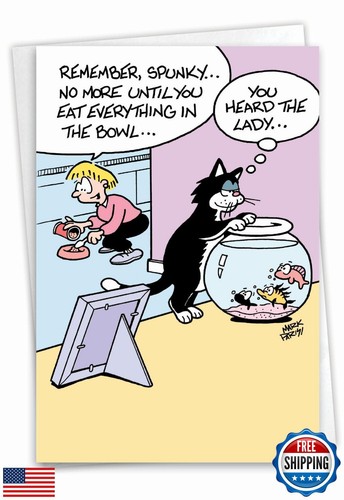 NobleWorks - 1 Awesome Birthday Greeting Card - Cartoon Art, Happy Funny Bday