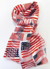 White American Flag Patriotic 4th Of July Flag Day Silk Feel Scarf