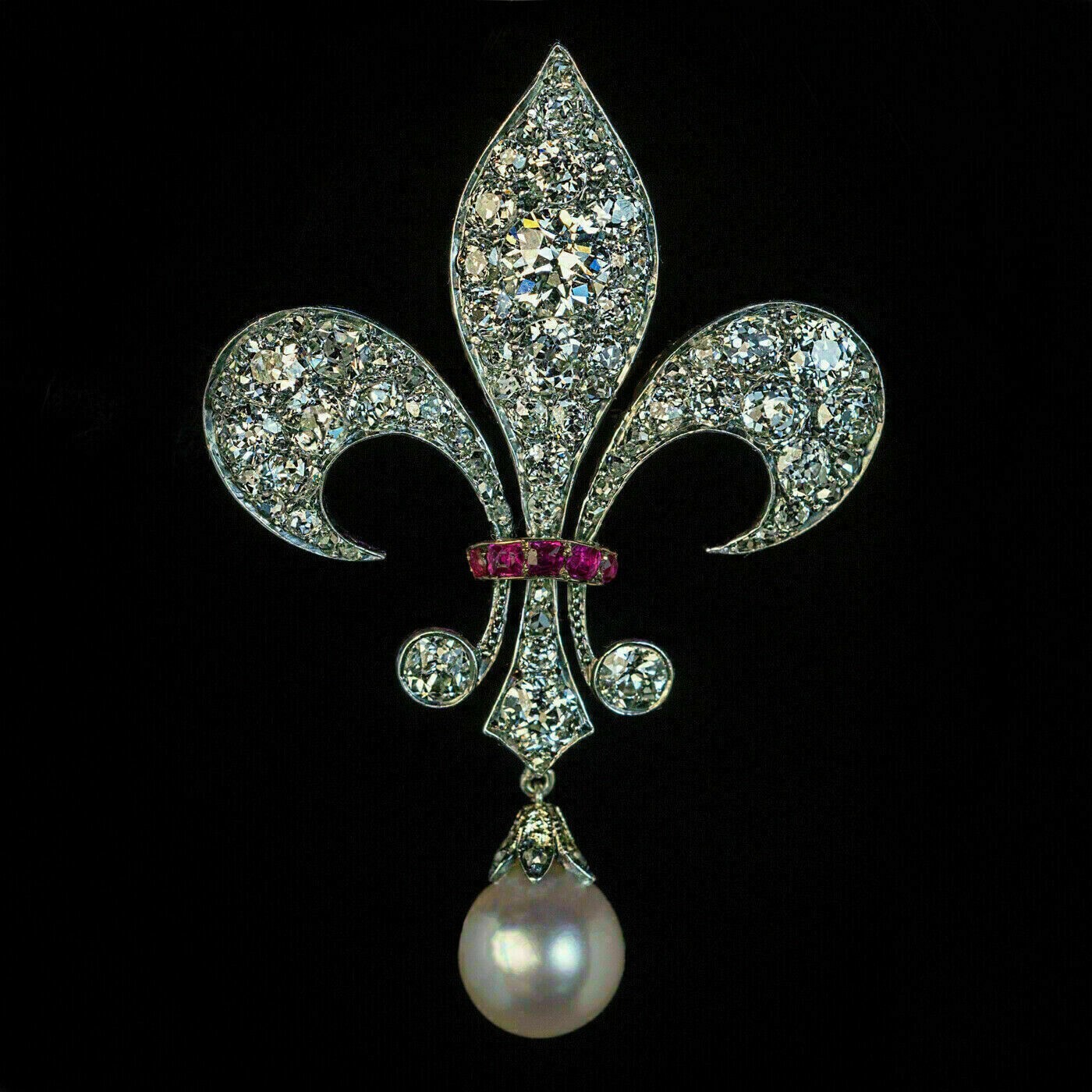 Broche elegante vintage creado en laboratorio de 2 quilates enchapado en oro blanco de 14 quilates
