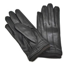 Men's Full Palm Touch Screen 4-Lines Genuine Sheep Leather Gloves Fleece lining
