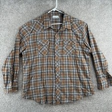 Wrangle Mens Button Up Size XXL Beige Plaid L...