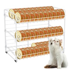 Cat Food Organizer, 3-Tier Stackable Iron Shelf for 45 Cans 3oz - Pet Food ...