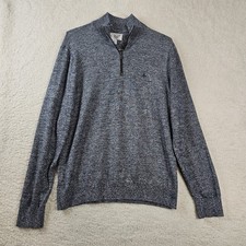 Penguin Munsingwear Pullover Quarter Zip Men's Large Heather Blue 100 Cotton