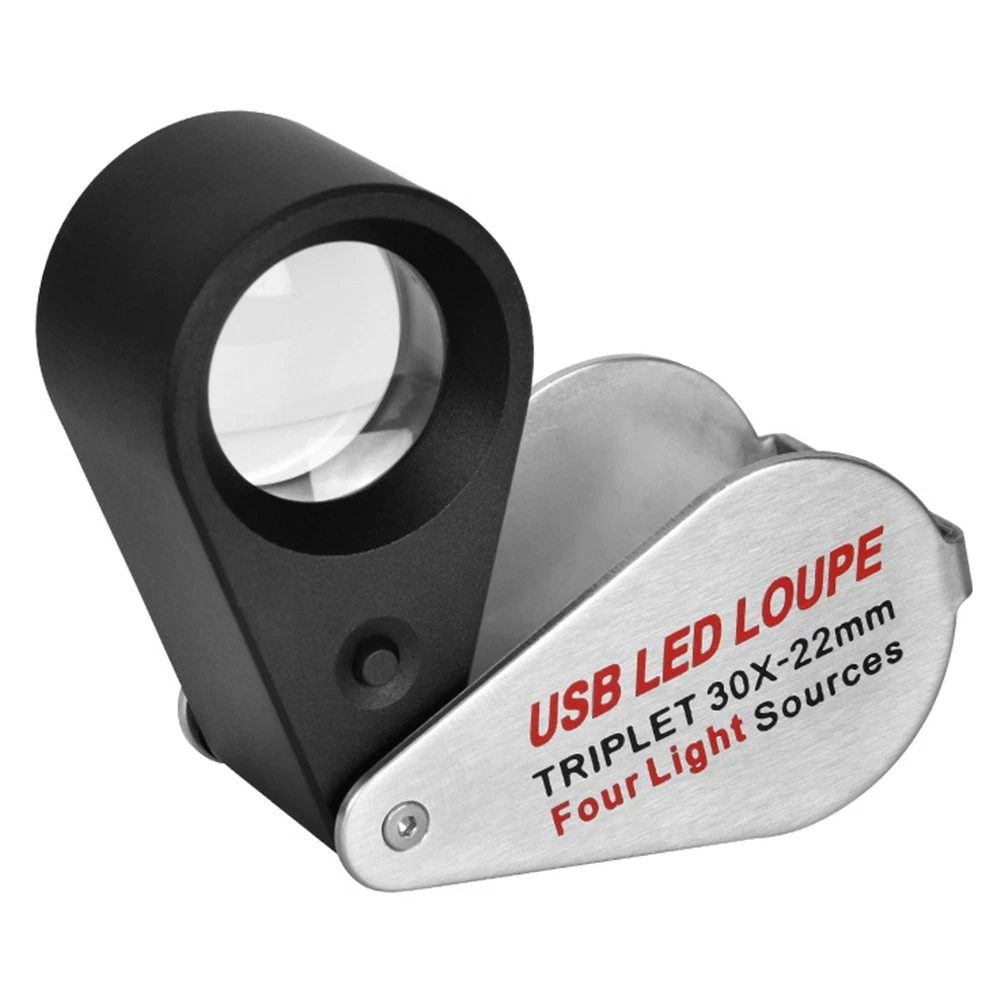 Rechargeable Four-Colour Light Source 13LED Magnifier  Jeweler Loupe5762