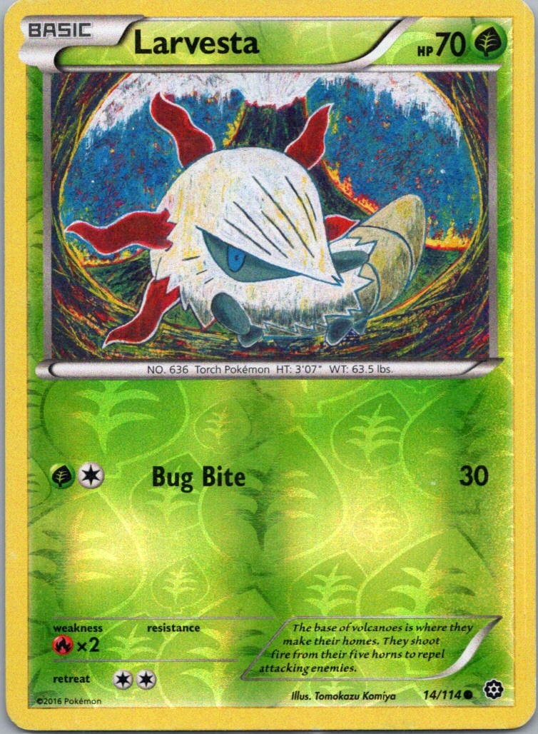 Pokemon TCG Larvesta 14/114 Steam Siege Rev Holo MP