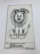 Sitting Lion w/ Bow Mini Picture to Paint 6" x 4" TRI CHEM Liquid Embroidery