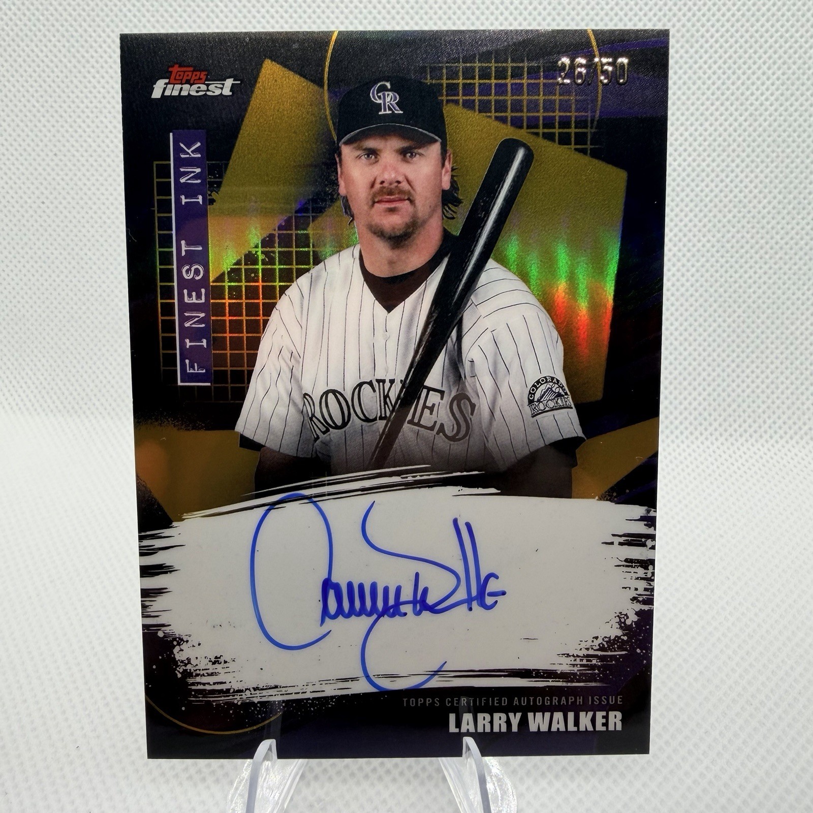 Topps Finest Ink Larry Walker Colorado Rockies #FI-LW 26/50 Gold ON CARD AUTO