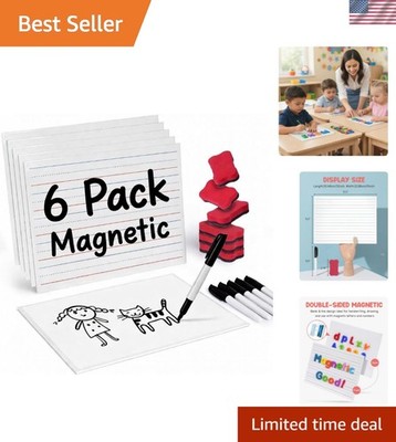 6 Pack Magnetic Dry Erase Lap Boards for Kids, 9x12 Double-Sided Lined and Bl...