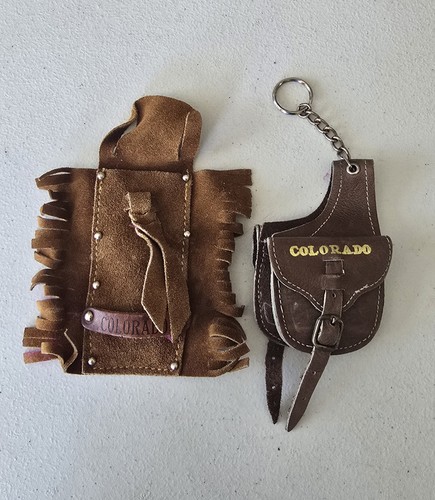 Vintage Colorado Saddle Bag Keychain And Fringe Leather Souvenir Lot