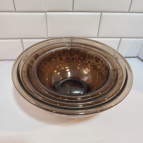 Pyrex 3er Set verschachtelte Rührschüssel festliche Ernte 1L/1,5L/2,5L klar braun - Bild 12 von 12