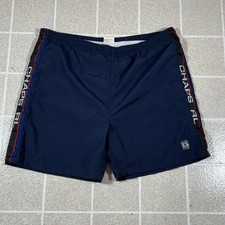 Vtg 90s Chaps Ralph Lauren Mens Large Spell Out Wave Lined Shorts Swim Trunks